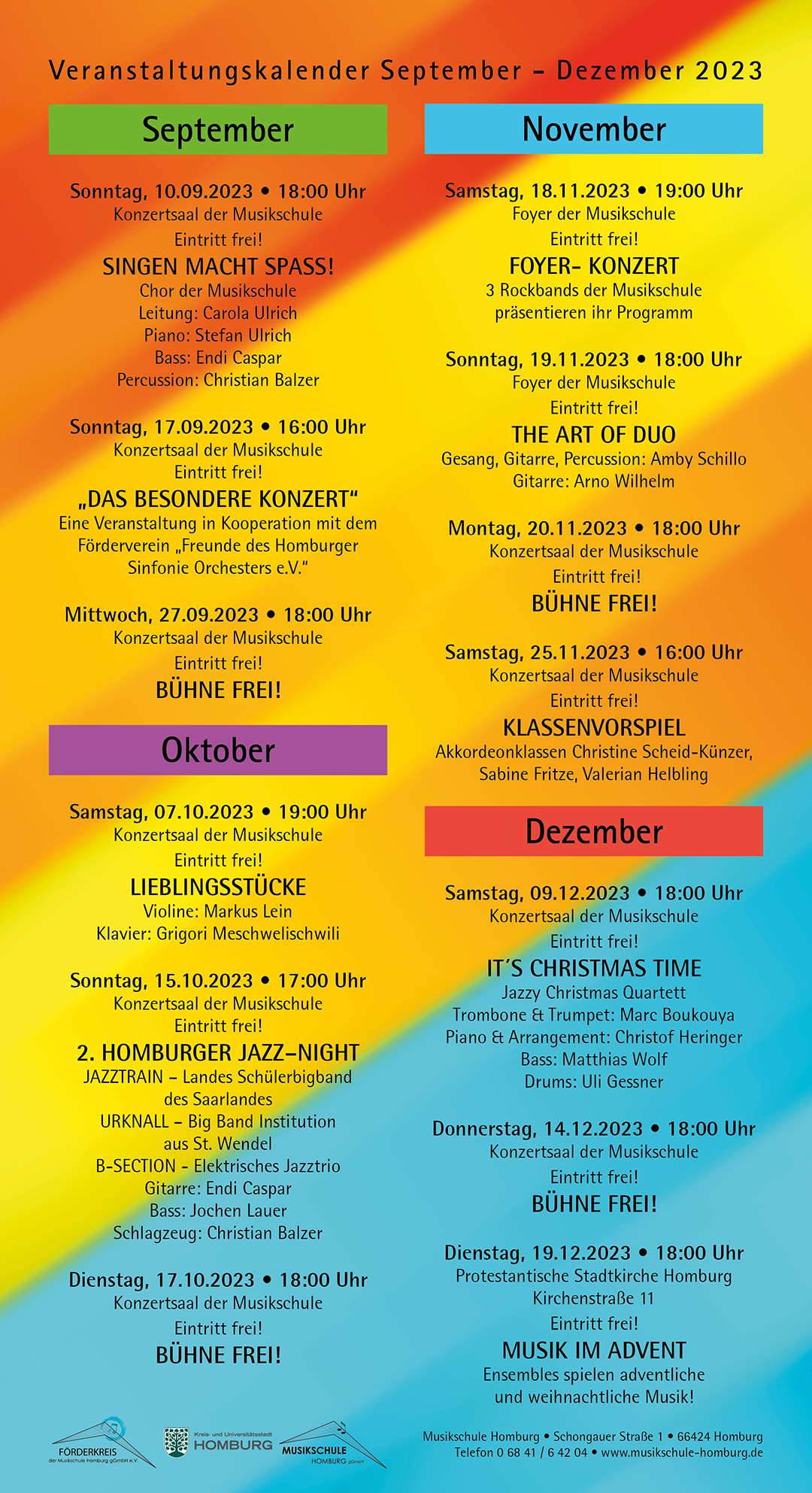Veranstaltungskalender Januar - März 2023