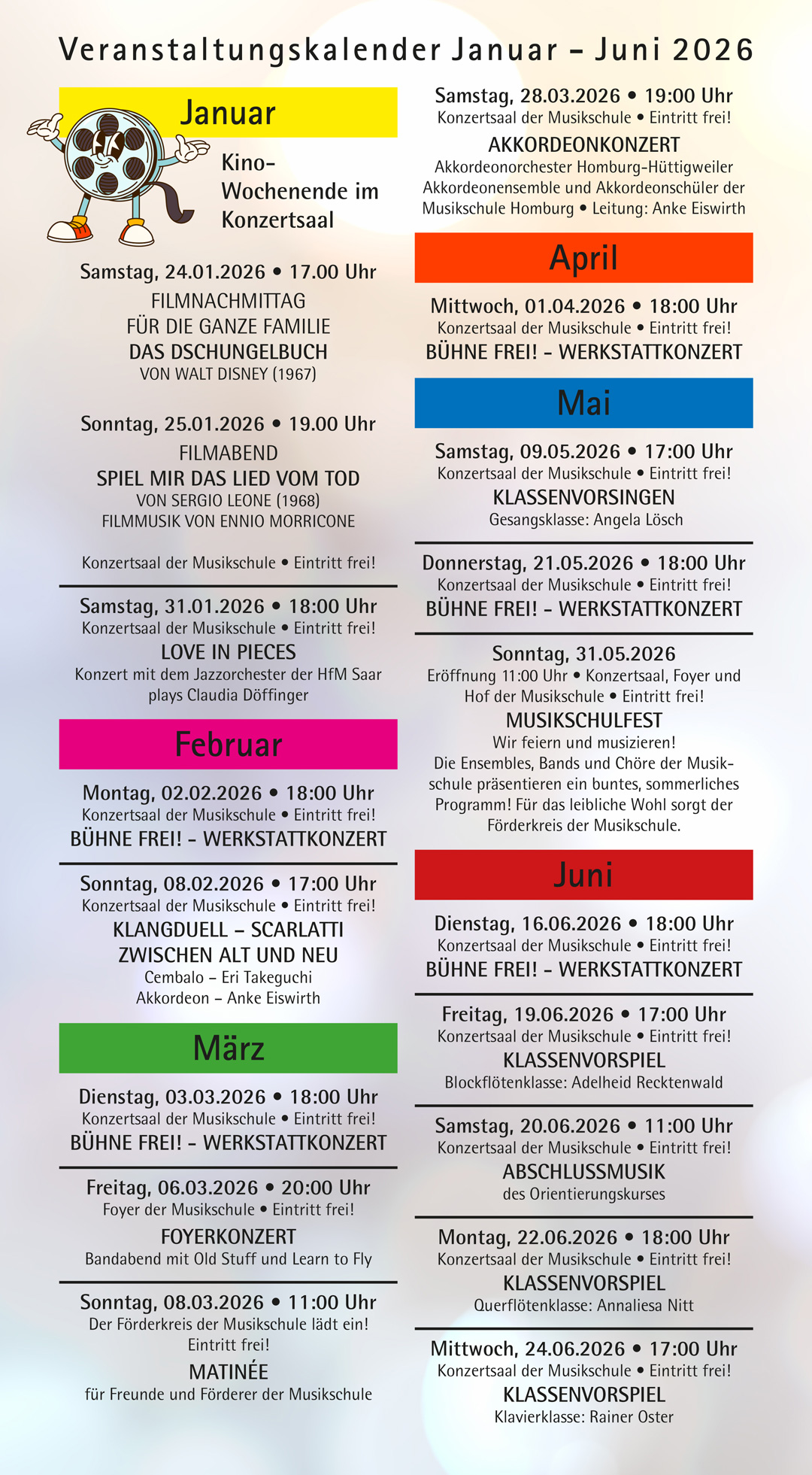 Veranstaltungskalender August - Dezember 2025